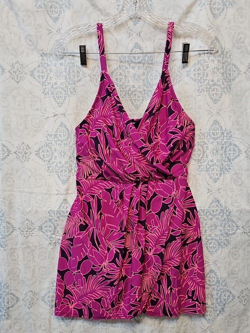 Lands' End Purple and Pink Floral Swim Dress - Picture 2 of 7